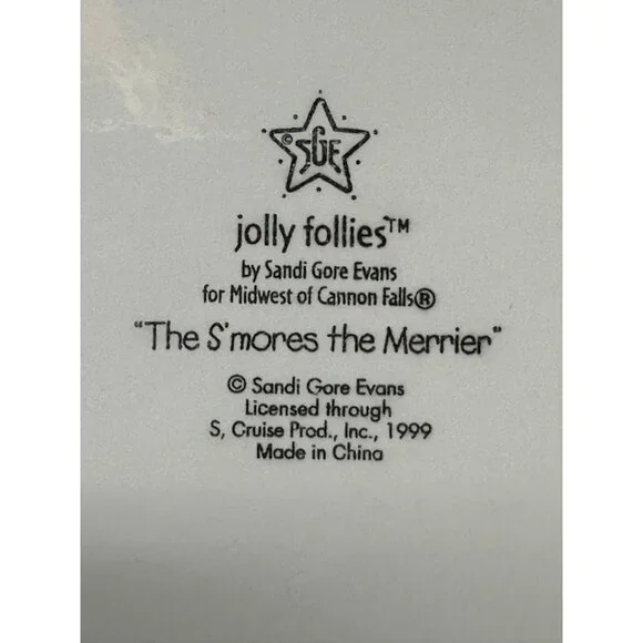 (2) SANDI GORE EVANS THE S'MORES THE MERRIER Jolly Follies Dinner Plates Snowmen - Picture 10 of 13